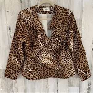 ❤️❤️ NEIMAN MARCUS Silk Leopard Ruffle❤️❤️